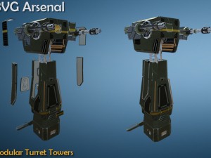 modular turret tower pack - hq Modello 3D