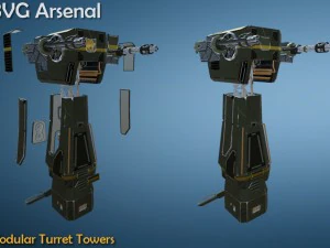 modular turret tower pack - hq 3D Model
