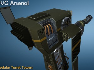 modular turret tower pack - hq Modello 3D