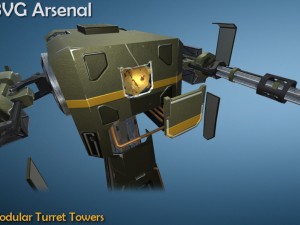 modular turret tower pack - hq Modello 3D