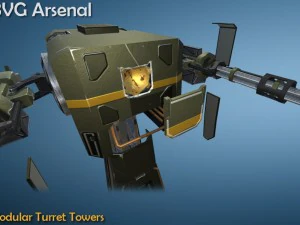 modular turret tower pack - hq 3D Model