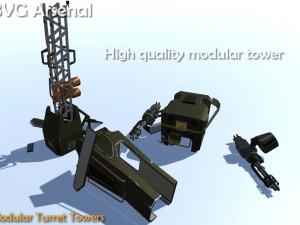 modular turret tower pack - hq Modello 3D