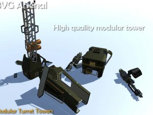 modular turret tower pack - hq 3D Model