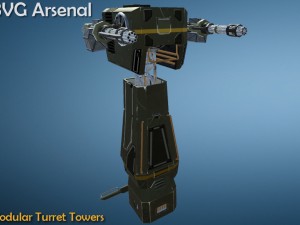 modular turret tower pack - hq Modello 3D