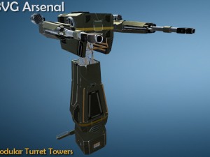 modular turret tower pack - hq Modello 3D