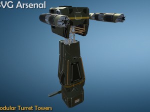 modular turret tower pack - hq Modello 3D
