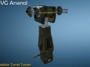 modular turret tower pack - hq 3D Model