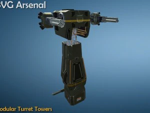 modular turret tower pack - hq 3D Model