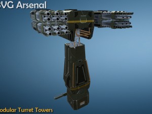 modular turret tower pack - hq Modello 3D