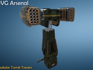 modular turret tower pack - hq Modello 3D