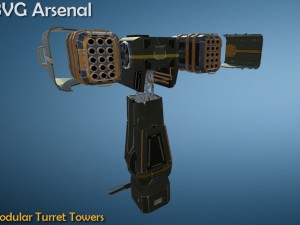 modular turret tower pack - hq Modello 3D