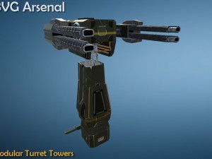 modular turret tower pack - hq Modello 3D