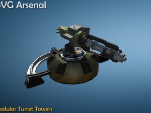 modular turret tower pack - hq Modello 3D