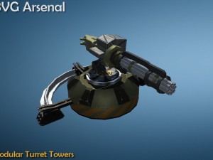 modular turret tower pack - hq Modello 3D