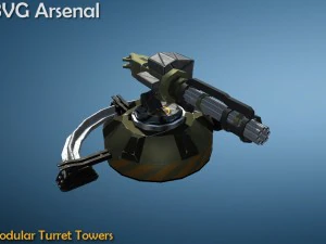 modular turret tower pack - hq 3D Model