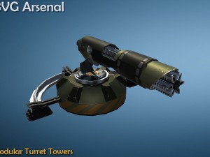 modular turret tower pack - hq Modello 3D
