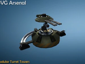modular turret tower pack - hq 3D Model