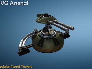 modular turret tower pack - hq Modello 3D
