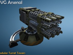 modular turret tower pack - hq Modello 3D