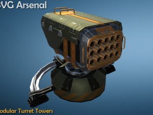 modular turret tower pack - hq Modello 3D