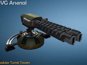 modular turret tower pack - hq Modello 3D