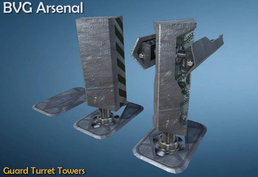 guard turret tower - hq 3D Model .c4d .max .obj .3ds .fbx .stl .blend