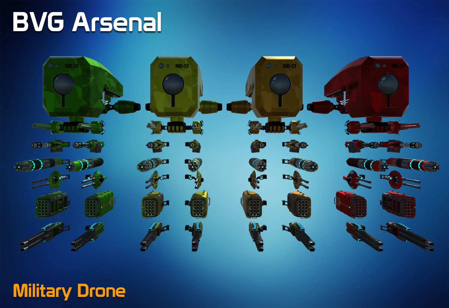 military drone 3D Model .c4d .max .obj .3ds .fbx .stl .blend 