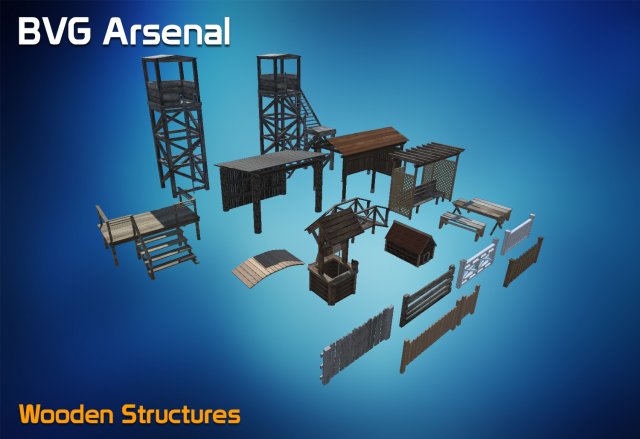 wooden structures 3D Модель .c4d .max .obj .3ds .fbx .stl .blend 