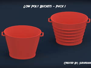 low poly buckets - pack 1 3D Model