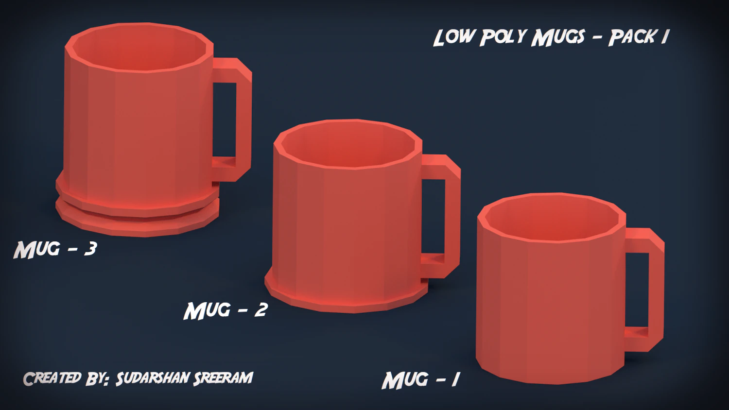 low poly mugs - pack 1 3D Model .c4d .max .obj .3ds .fbx .stl .blend 