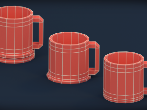 low poly mugs - pack 1 3D Model
