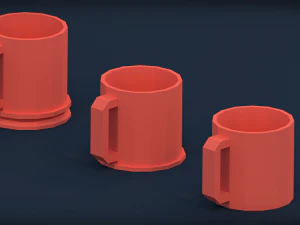 low poly mugs - pack 1 3D Model