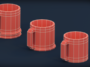 low poly mugs - pack 1 3D Model