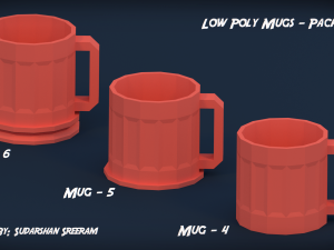 low poly mugs - pack 2 3D Model