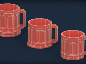 low poly mugs - pack 2 3D Model