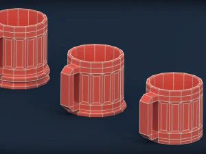 low poly mugs - pack 2 3D Model