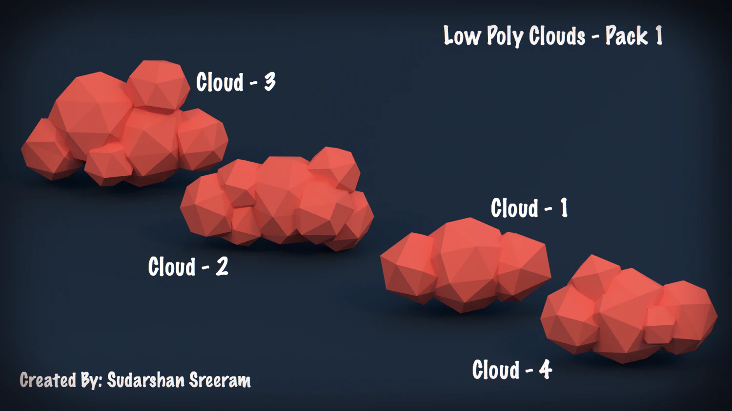 low poly clouds - pack 1 3D Model .c4d .max .obj .3ds .fbx .stl .blend 