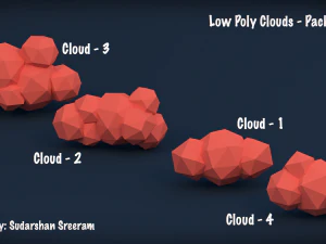 low poly clouds - pack 1 3D Model