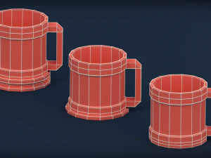 low poly mugs - pack 3 3D Model