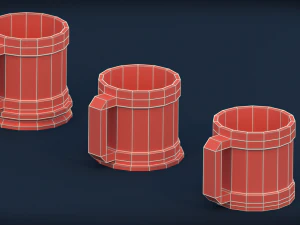 low poly mugs - pack 3 3D Model