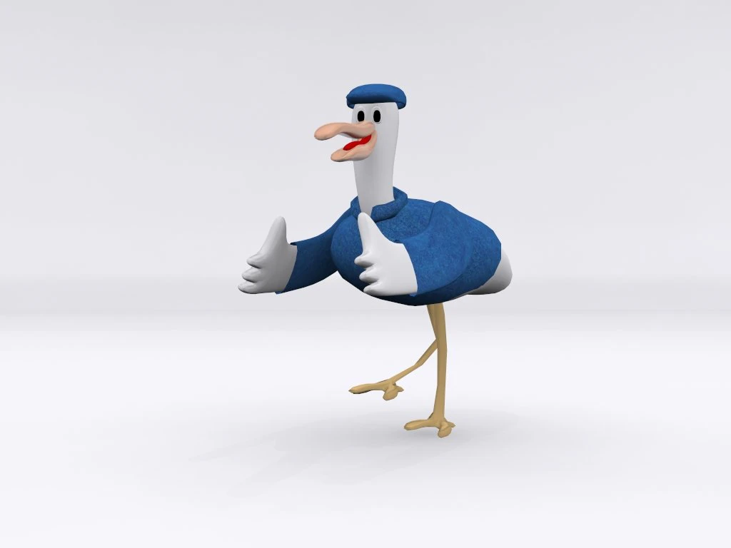 3d cartoon stork model 3D Model .c4d .max .obj .3ds .fbx .stl .blend 