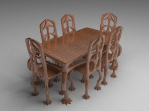 organic table and chairs Modelo 3D