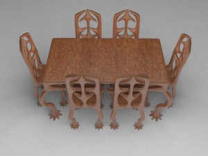 organic table and chairs 3D Model