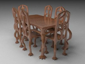 organic table and chairs 3D Model