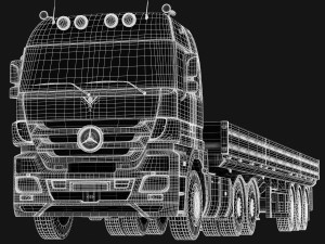 mercedes-benz actros trailer truck Modelo 3D