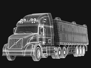 volvo vnl670 trailer truck 3D Model