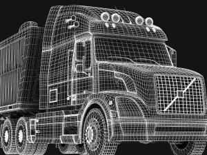 volvo vnl670 trailer truck 3D Model