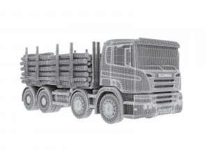 caminh&atilde;o de madeira scania Modelo 3D