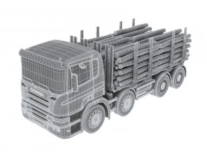 caminh&atilde;o de madeira scania Modelo 3D