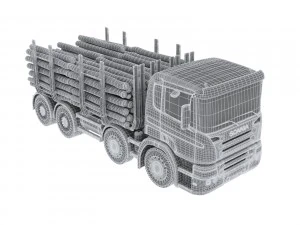 caminh&atilde;o de madeira scania Modelo 3D
